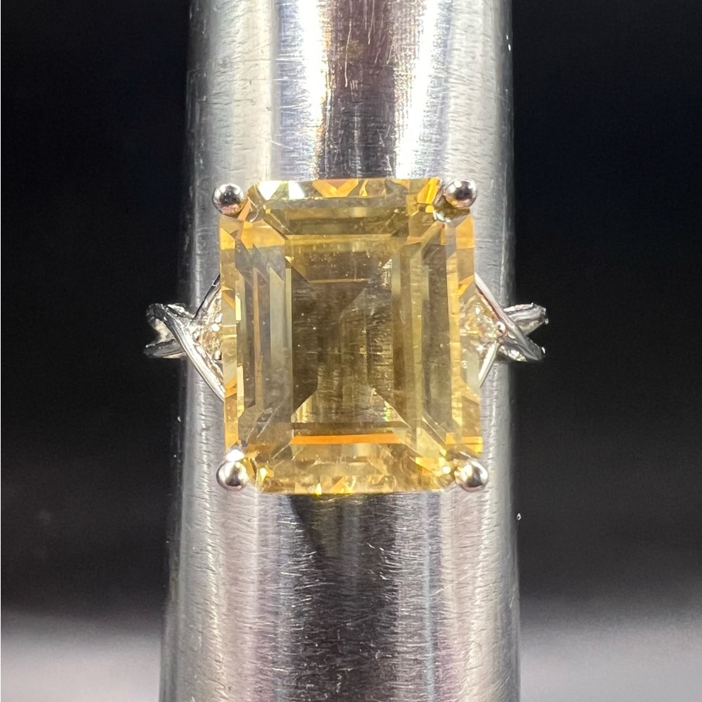 Sterling Silver Ring with Yellow Stone
